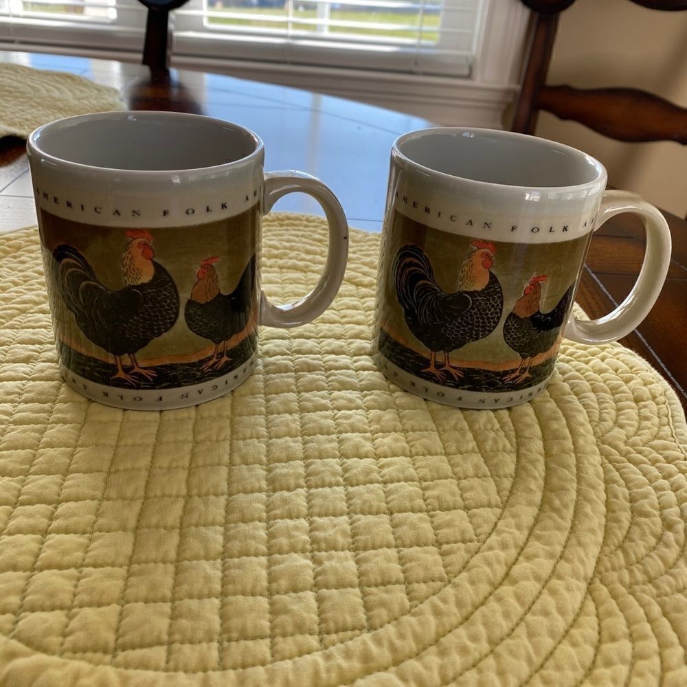 Warren Kimble rooster mugs, set of 2